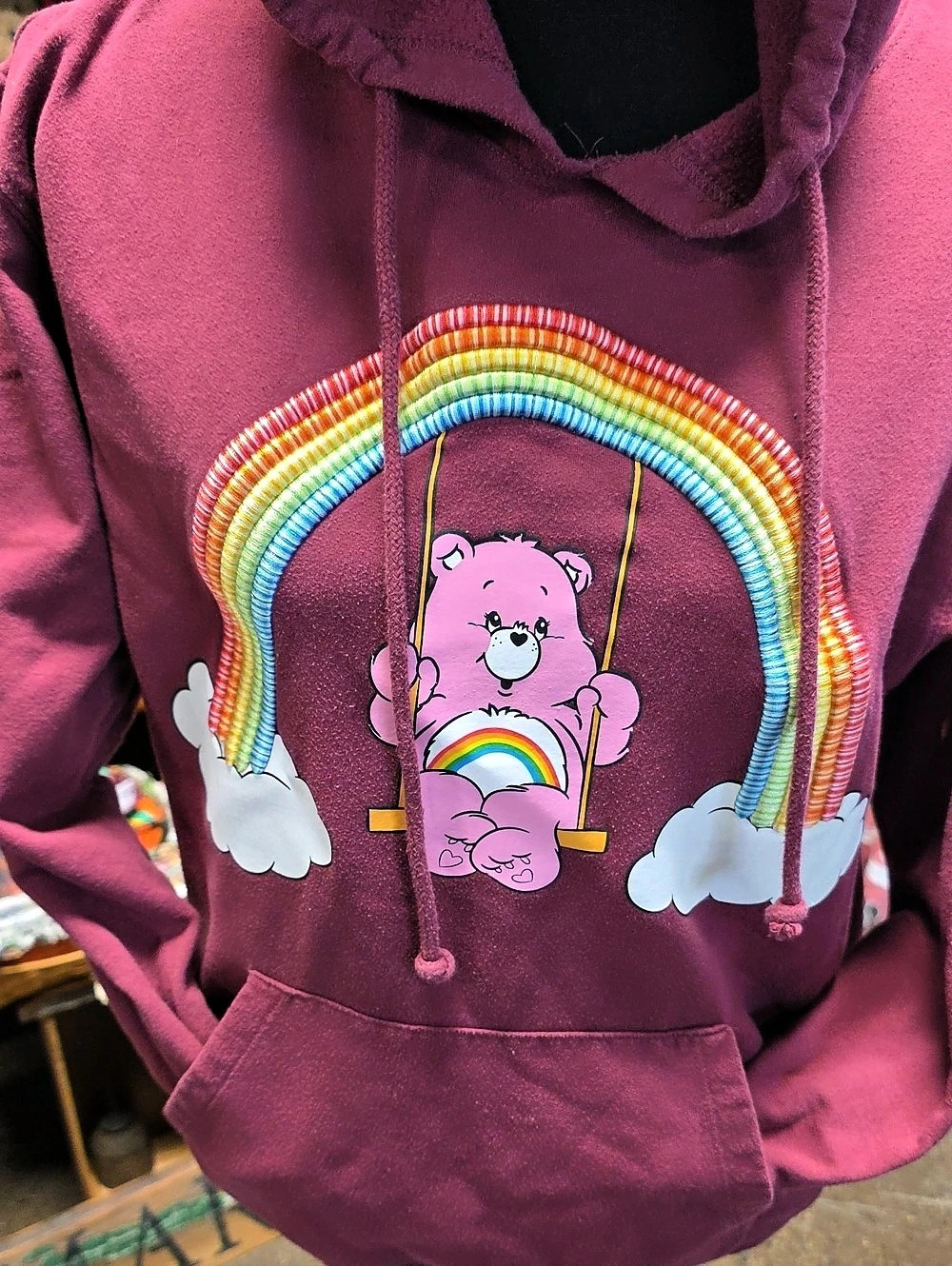Care Bears Cheer Bear Rainbow Swing Hoodie, Youth Size L 11-13